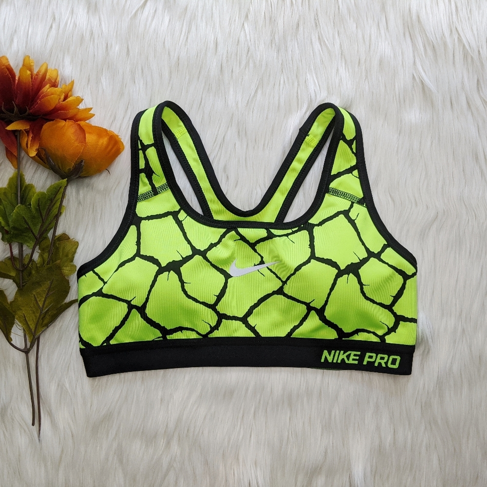 SOLD!! Nike Pro Neon Yellow/Green Sports Bra S - Picture 1 of 6